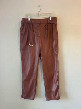 LOFT Faux Leather Pants in Cognac Brown Size 12